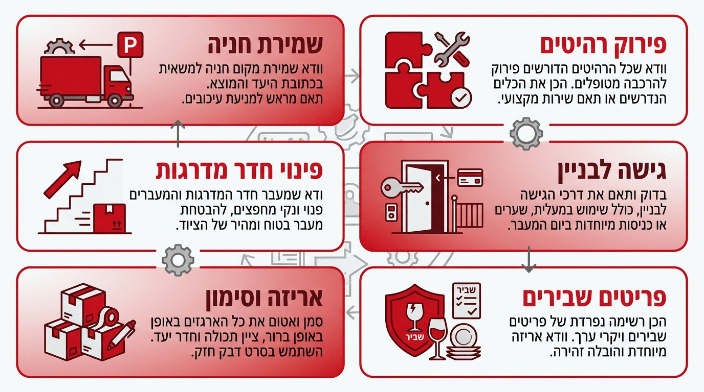 צ'ק-ליסט להכנה ליום הובלת דירה ללא מעלית