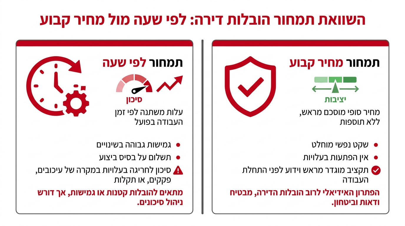 ההבדל בין תמחור לפי שעה לבין מחיר פיקס להובלת דירה