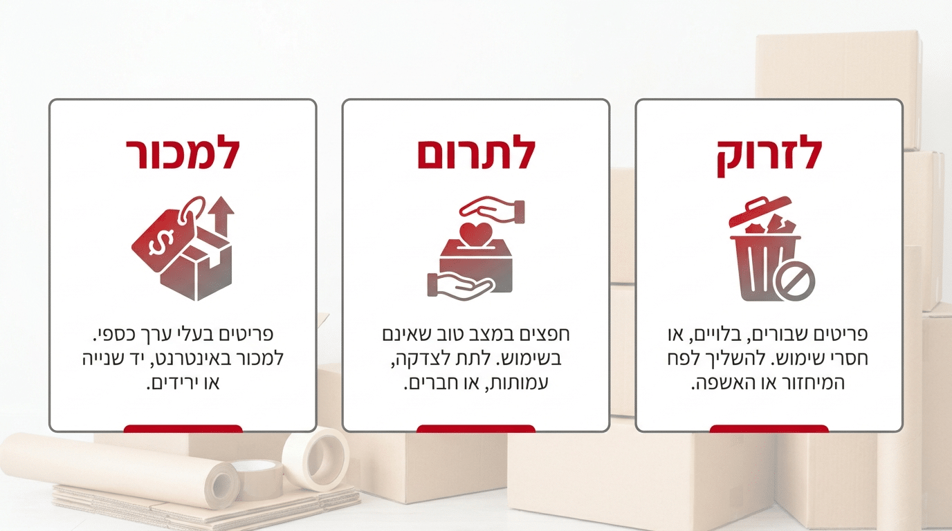 צמצום ציוד לפני מעבר דירה לחיסכון בכסף ובזמן