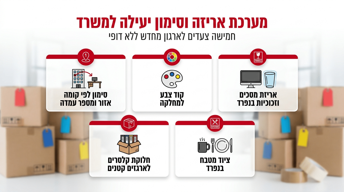 שיטת סימון ואריזה מקצועית להעברת משרד