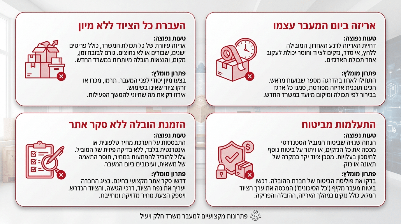 טעויות נפוצות במעבר משרד ומה לעשות במקום