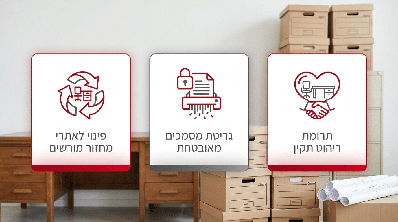 פינוי ריהוט ישן וציוד לגריטה במעבר משרד