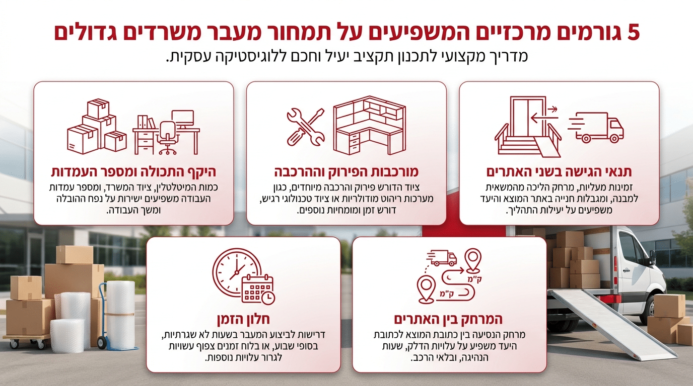 גורמים המשפיעים על מחיר העברת משרד גדול