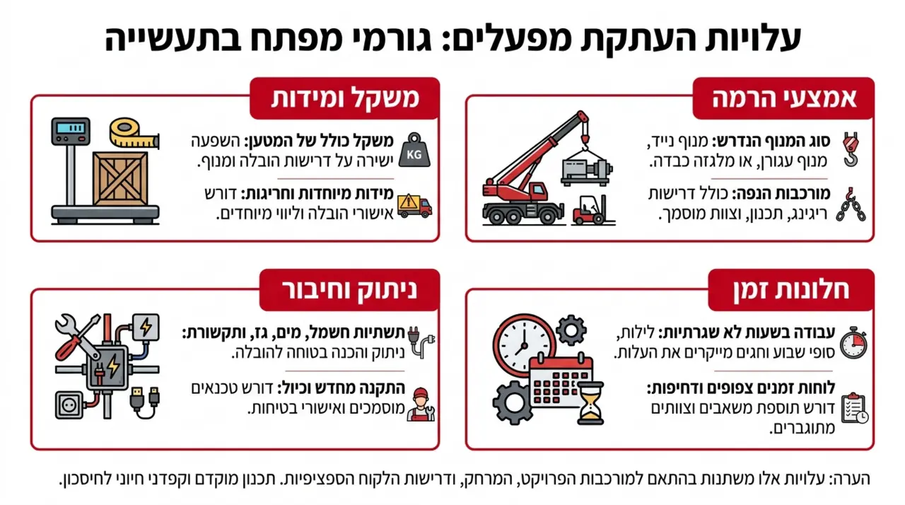 הובלת מפעל ייצור - שינוע מכונות תעשייתיות באמצעות ציוד כבד